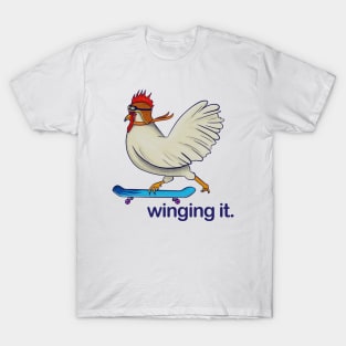 Winging It Chicken on a Skateboard T-Shirt